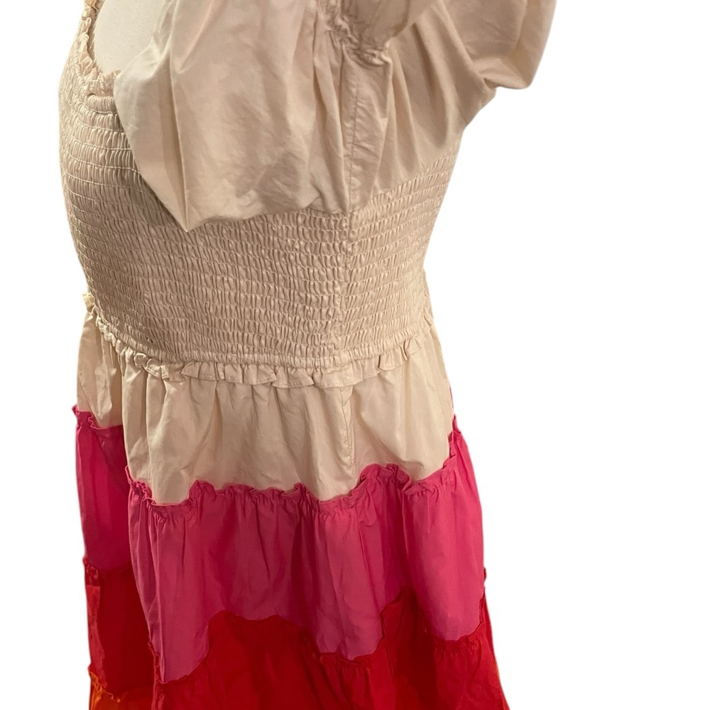 ENGLISH FACTORY Colorblock Smocked Puff Sleeve Mini Dress New With Tags - Picture 9 of 16